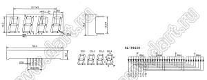 RL-F5620BEBW/D15 матрица светодиодная 4x7сегментов, 0,56", общий анод, цвет излучения синий (465нм), 6500мкд/сегмент; 0,56"; 4-разр.; 7-сегм.