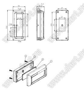 Case 27-37 корпус дисплея 132x54x33 мм; пластик ABS