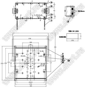 Case 15-26 бокс пластиковый 200x174x50-65 мм