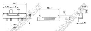 MSK-12D19A (MSK-03Q) переключатель движковый прямой 1P3T миниатюрный для поверхностного монтажа