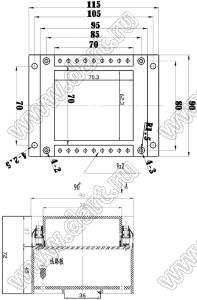 Case 22-22 промышленный управляющий корпус (комплект с двумя клеммными колодками) 115x90x72 мм