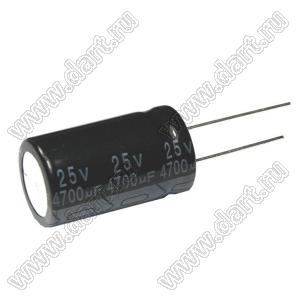 ECAP 4700uF/25V 1631 105C (TN1E472M-RBK31 LOW ESR) конденсатор алюминиевый электролитический радиальный; 4700мкФ; 25В; 16x31мм; P=5мм