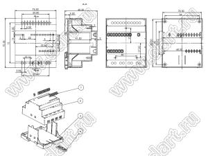 Case 23-106D корпус на DIN-рейку 93x76x60 мм; пластик ABS