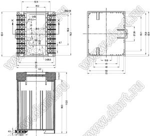 Case 23-58 корпус на DIN-рейку 82.4x70x112.6 мм