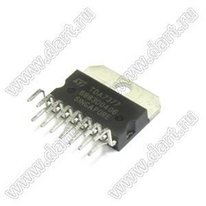 TDA7377V (MULTIWATT15V) микросхема усилитель низкой частоты (УНЧ); AB-класс; 2-кан.; P=2x30Вт; Uпит.=8...18В; Rн=4(Ом)
