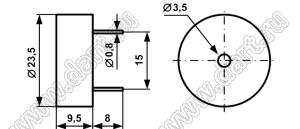 FY24A излучатель звука; U=12В (DC); F=3400±500Гц; >95дБ (на расстоянии 10 см); D23,5xH9,5мм