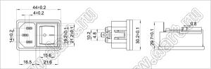 SP-865A1 вилка IEC60320(C14) сетевого питания с выключателем с защелками на панель