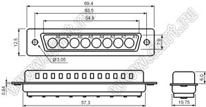 C8W8S0000100000 корпус комбинированного D-SUB разъема (розетка); 0; 8