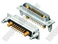 DS1033-02-M (17W2PPV22140000) вилка прямая D-SUB на плату с мощными контактами, 15+2 контакта