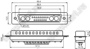 21W4S0000100000 корпус комбинированного D-SUB разъема (розетка); 17; 4