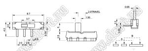 MSK-12D18 переключатель движковый угловой 1P2T миниатюрный для поверхностного монтажа