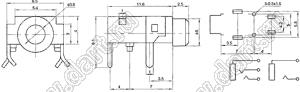 PJ-321G (CKX-3.5-04G) гнездо стерео 3,5 мм в плату зеленое