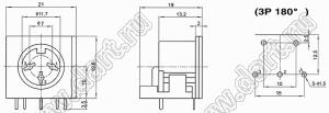 DS-3-03 розетка (гнездо) DIN на плату угловая; 3-конт.