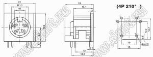 DS-4-03 розетка (гнездо) DIN на плату угловая; 4-конт.