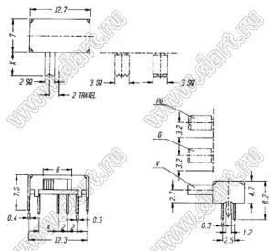 SK-23D07-G4 переключатель движковый угловой 2P3T