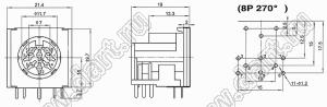 DS-8-05 розетка (гнездо) DIN на плату угловая; 8-конт.