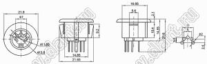 DS-5-07A розетка (гнездо) DIN на плату прямая; 5-конт.