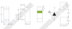 BT27-2101UYOC 0603 (1.1T) ЧИП светодиод с боковым излучением; типоразмер 0603; оранжевый; λD=605нм; IV=120мКд; 2θ½=120°