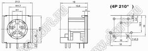 DS-4-05 розетка (гнездо) DIN на плату угловая; 4-конт.