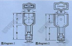 FDFNY2-250 наконечник полностью изолированный ножевой (гнездо), для провода; s=1,5...2,5кв.мм; A.W.G. 16-14; I max=15А; медь луженая/пластик