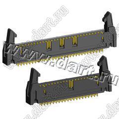 2216SM-64-02 (SCM-64SM-02, DS1011-64SM-02, IDCC-64MSM-02) вилка закрытая с длинными защелками для поверхностного (SMD) монтажа; шаг=2,54x2,54мм; 2x32-конт.