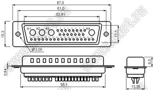 36W4P0000100000 корпус комбинированного D-SUB разъема (вилка); 32; 4