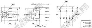 PJ-307B (ST-222, CKX-3.5-24) гнездо аудио на плату  3,5мм