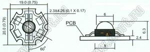 LB2-P200RGBH-C светодиод "Эмиттер" полноцветный; красный/зеленый/синий; 620...630/515...525/460...470нм; 4...4,5/9...13/2...4лм; P=1,5Вт RGB; общий катод