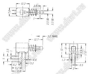 PS-22F35L переключатель нажимной 2P2T с фиксацией