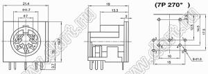 DS-7-04 розетка (гнездо) DIN на плату угловая; 7-конт.