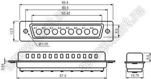 C8W8P0000100000 корпус комбинированного D-SUB разъема (вилка); 0; 8