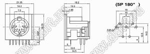 DS-5-04A розетка (гнездо) DIN на плату угловая; 5-конт.