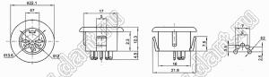 DS-5-07 розетка (гнездо) DIN на плату прямая; 5-конт.