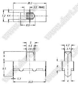 SS-11G06 переключатель движковый; 1P1T; 0,5A 12V