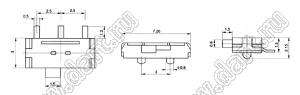 MSK-12C03 переключатель движковый угловой 1P2T миниатюрный для поверхностного монтажа