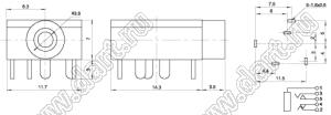 PJ-324 (CKX-3.5-30) гнездо аудио 3,5мм стерео на плату