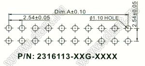 2316113-24G-1500 (BHE-24) вилка закрытая прямая приподнятая на плату для монтажа в отверстия; шаг=2,54x2,54мм; 2x12-конт.