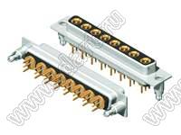 C8W8S0CVxy50D00 розетка D-SUB комбинированная с коаксиальными контактами прямая; 8_увелич.конт.; приклепанная стойка 4-40 UNC с защелкой в плату