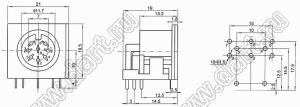 DS-8-03 (62PC8FS) розетка (гнездо) DIN на плату угловая; 8-конт.