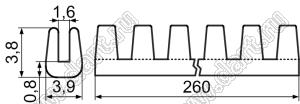 KG-016N изолятор проходной подвижный - защитная кромка; натуральный; C=3,9мм; L=260мм; нейлон-66 (UL)