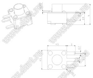 TS4570E кнопка тактовая угловая; 4,5х4,5х7,0мм