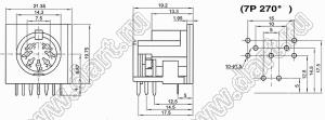 DS-7-04A розетка (гнездо) DIN на плату угловая; 7-конт.