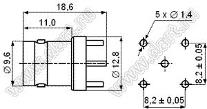 JC3.660.390 (BNC-50KE-1, SVP-1038) разъем BNC 50 Ом на плату