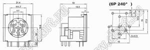 DS-6-05 розетка (гнездо) DIN на плату угловая; 6-конт.