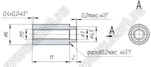 BONR-М3D6H11Z (BON0311) втулка резьбовая развальцовочная (бонка) М3; H=11мм; сталь оцинкованная