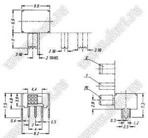 SK-22D03-VG5 переключатель движковый угловой 2P2T