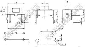 THBP07-3.85 кнопка тактовая для выводного монтажа; 7,3x6,0мм; H=4,3мм