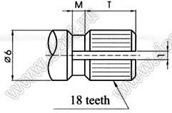 R1610N-2D5-B103 потенциометр роторный (16мм) 10 кОм линейный; монтаж на плату, вал металлический 18 зубов, длина вала 15мм