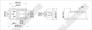 SP-865A2 вилка IEC60320(C14) сетевого питания с выключателем на винтах на панель