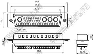 36W4S0000100000 корпус комбинированного D-SUB разъема (розетка); 32; 4